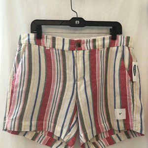 NWT OLD NAVY STRIPED LINEN SHORT SIZE 12